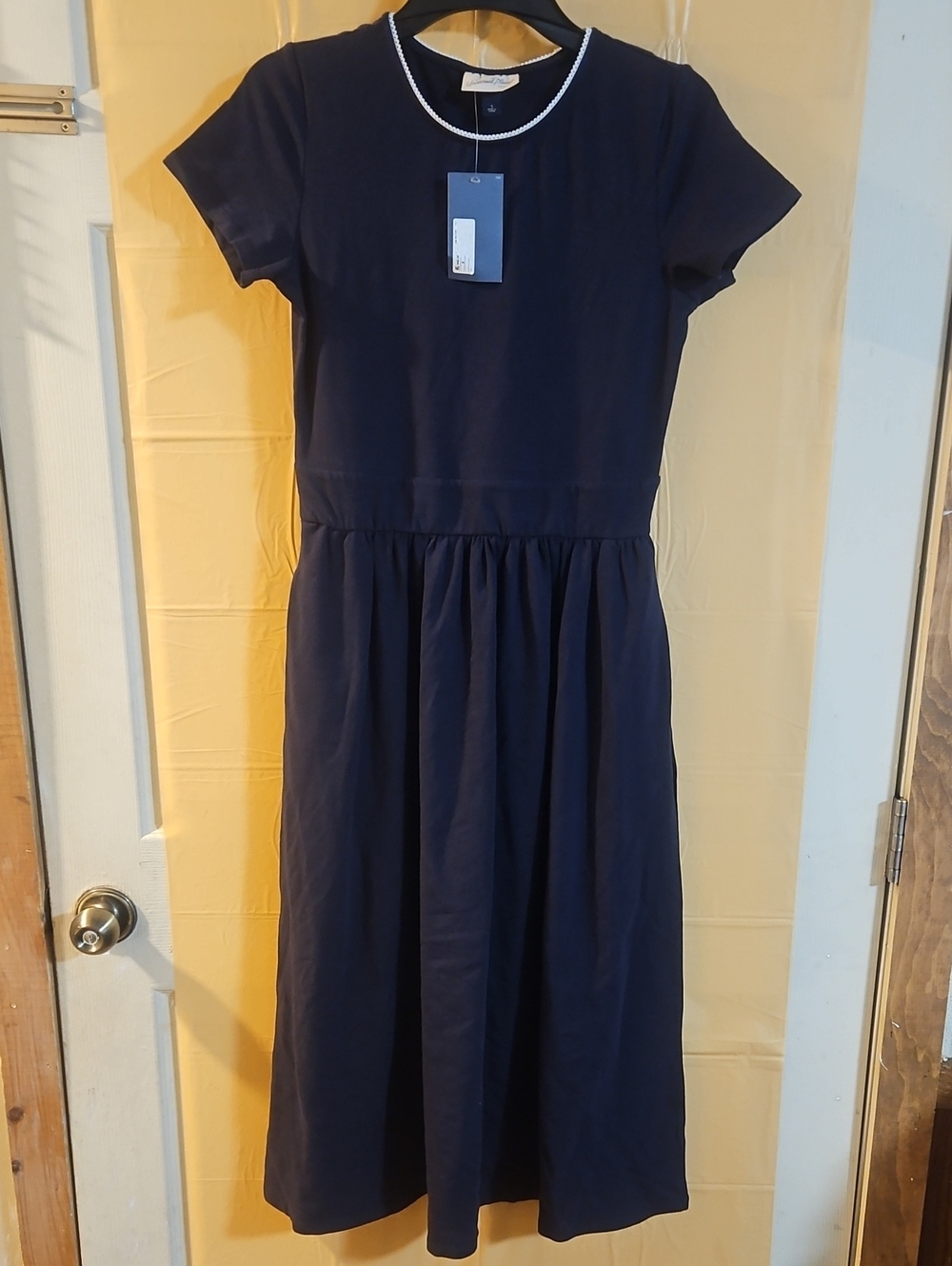 Universal Thread Women's Short Sleeve Lace Trim Knit Dress: BLUE: NWT: SIZE S